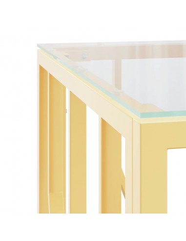 Tavolino da Salotto Oro 50x50x50 cm in Acciaio Inox e Vetro