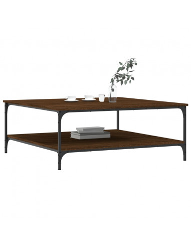 Tavolino Salotto Rovere Marrone 100x100x40 cm Legno Multistrato