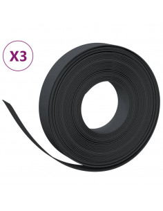 Bordature da Giardino 3 pz Nere 10 m 10 cm in Polietilene 2