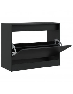 Scarpiera Nera 80x34x63 cm in Legno Multistrato 2