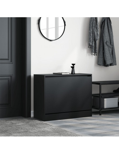 Scarpiera Nera 80x34x63 cm in Legno Multistrato