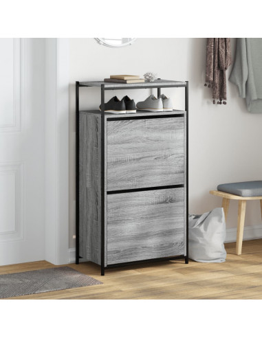 Scarpiera Grigio Sonoma 60x34x112 cm in Legno Multistrato