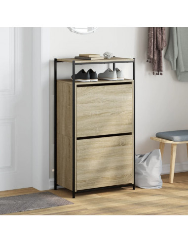 Scarpiera Rovere Sonoma 60x34x112 cm in Legno Multistrato