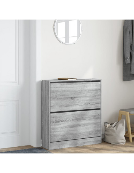 Scarpiera Grigio Sonoma 80x21x87,5 cm in Legno Multistrato