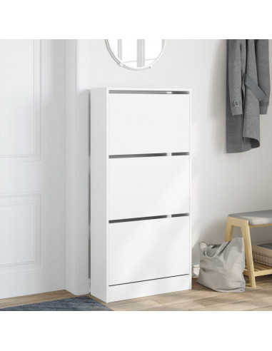 Scarpiera Bianca 60x21x125,5 cm in Legno Multistrato