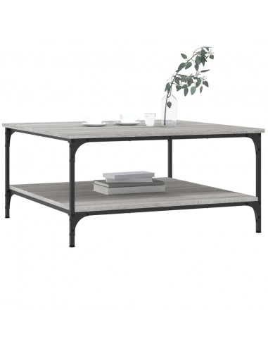 Tavolino da Salotto Grigio Sonoma 80x80x40 cm Legno Multistrato