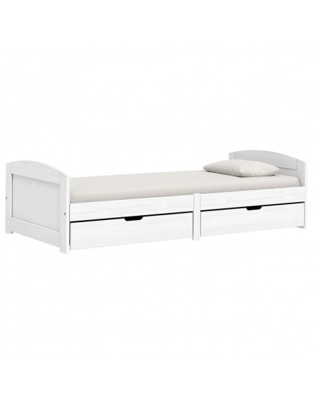Dormeuse 2 Cassetti Bianca 90x200 cm Legno Massello Pino IRUN