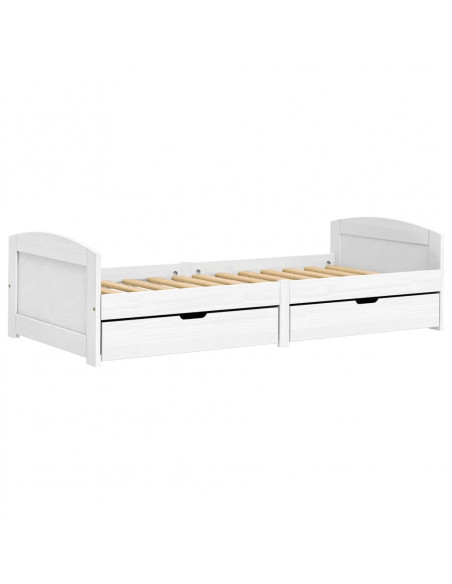 Dormeuse 2 Cassetti Bianca 90x200 cm Legno Massello Pino IRUN