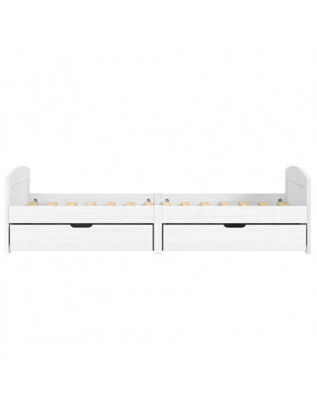 Dormeuse 2 Cassetti Bianca 90x200 cm Legno Massello Pino IRUN