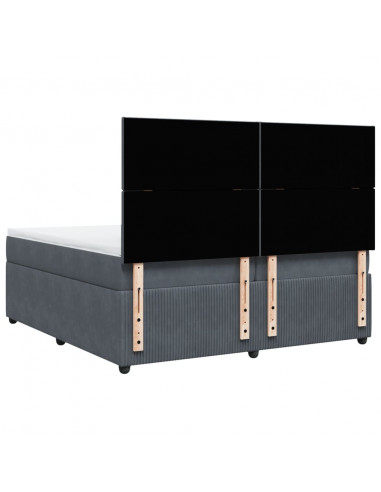 Giroletto a Molle con Materasso Grigio Scuro 200x200 cm Velluto