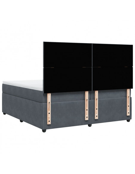 Giroletto a Molle con Materasso Grigio Scuro 200x200 cm Velluto