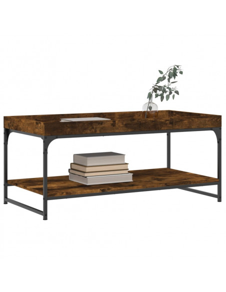 Tavolino da Salotto Rovere Fumo 100x49x45 cm Legno Multistrato