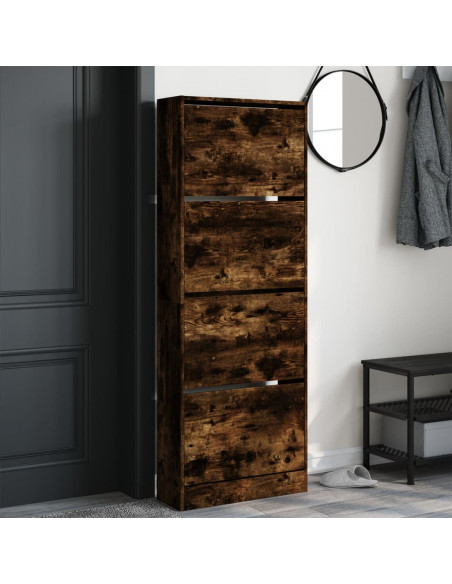 Scarpiera Rovere Fumo 60x21x163,5 cm in Legno Multistrato