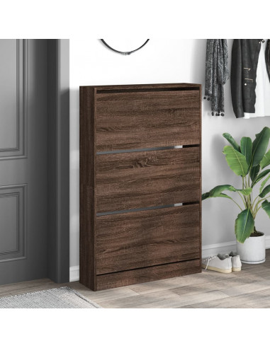 Scarpiera Rovere Marrone 80x21x125,5 cm in Legno Multistrato