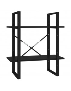 Libreria a 2 Ripiani Nera 60x30x70 cm in Legno Multistrato 2