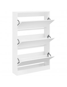 Scarpiera Bianca 80x21x125,5 cm in Legno Multistrato 2