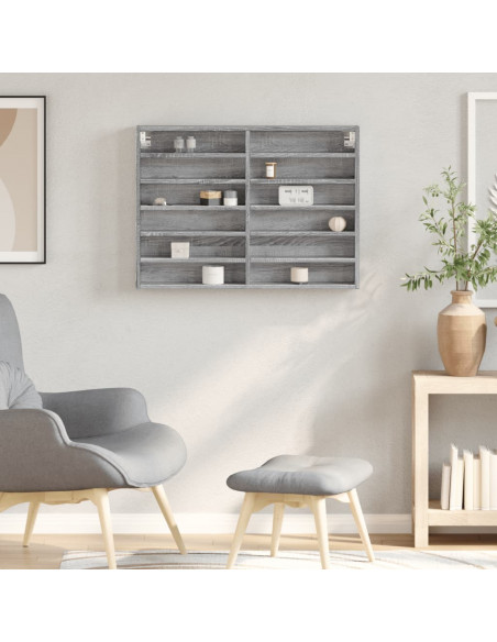Armadietto Vetrina Grigio Sonoma 80x8,5x58 cm Legno Multistrato