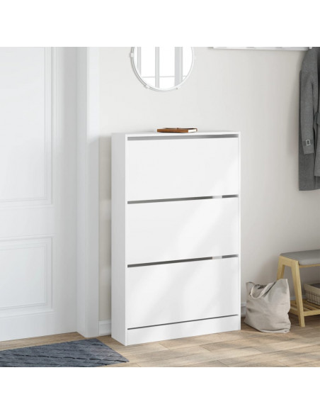 Scarpiera Bianca 80x21x125,5 cm in Legno Multistrato