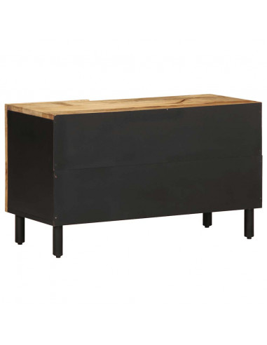 Mobile Porta TV Nero 80x33,5x46 cm Legno Massello Mango Grezzo