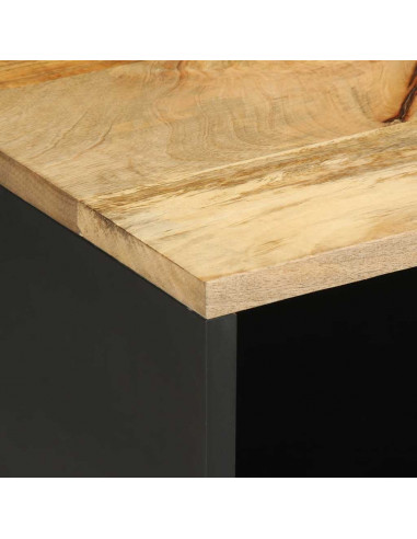 Mobile Porta TV Nero 80x33,5x46 cm Legno Massello Mango Grezzo