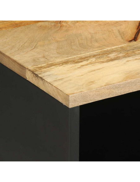 Mobile Porta TV Nero 80x33,5x46 cm Legno Massello Mango Grezzo