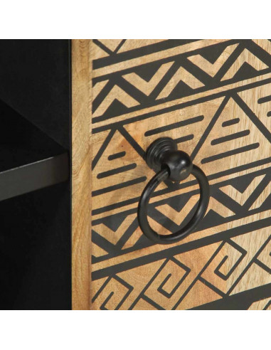 Mobile Porta TV Nero 80x33,5x46 cm Legno Massello Mango Grezzo