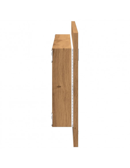 Specchio Bagno LED Rovere Artigianale 100x8,5x37 cm Multistrato
