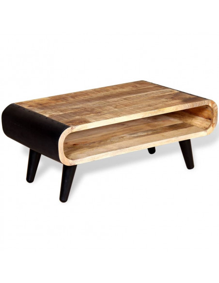 Tavolino da Salotto in Legno Grezzo di Mango 90x55x39 cm