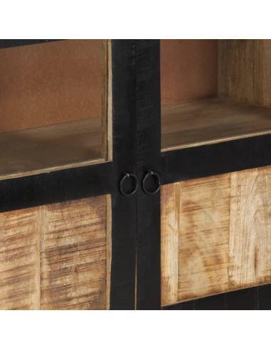 Credenza Marrone e Nera 160x30x76 cm in Legno Massello di Mango