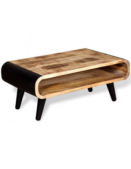 Tavolino da Salotto in Legno Grezzo di Mango 90x55x39 cm
