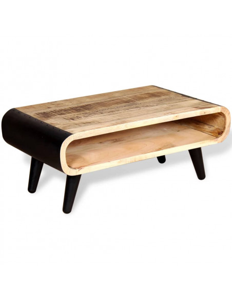Tavolino da Salotto in Legno Grezzo di Mango 90x55x39 cm