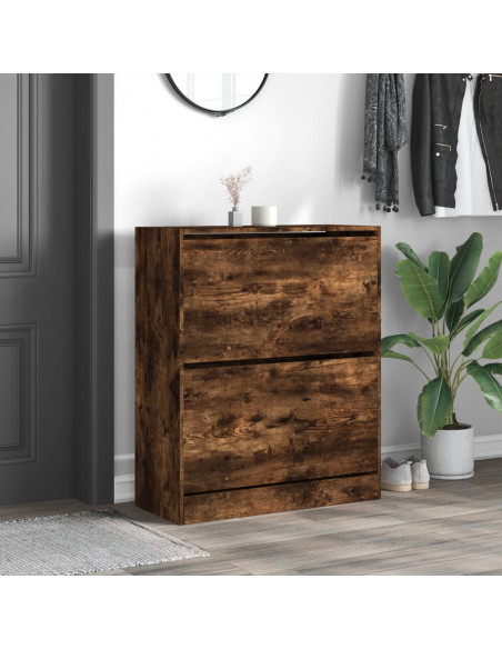 Scarpiera Rovere Fumo 80x34x96,5 cm in Legno Multistrato