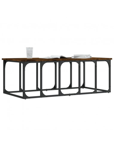 Tavolino da Salotto Rovere Fumo 100x50x35,5cm Legno Multistrato