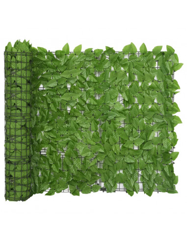 Paravento da Balcone con Foglie Verdi 200x100 cm
