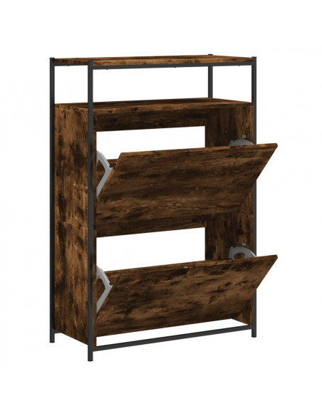 Scarpiera Rovere Fumo 75x34x112 cm in Legno Multistrato