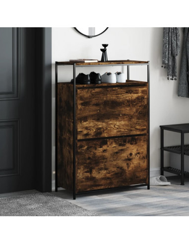 Scarpiera Rovere Fumo 75x34x112 cm in Legno Multistrato
