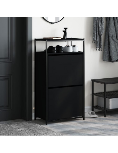Scarpiera Nera 60x34x112 cm in Legno Multistrato