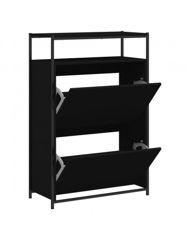 Scarpiera Nera 75x34x112 cm in Legno Multistrato