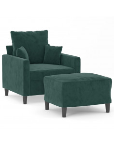 Poltroncina con Poggiapiedi Verde Scuro 60 cm in Velluto 2