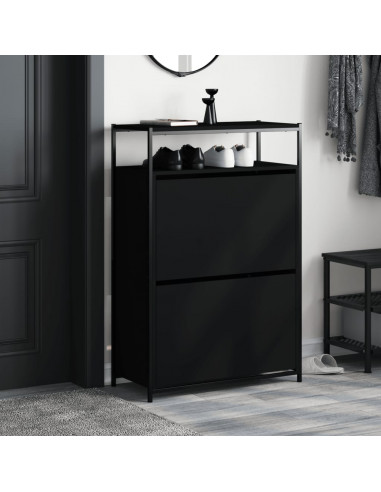Scarpiera Nera 75x34x112 cm in Legno Multistrato