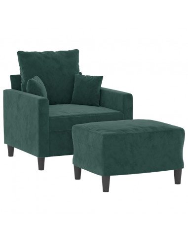 Poltroncina con Poggiapiedi Verde Scuro 60 cm in Velluto