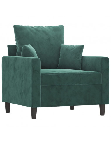Poltroncina con Poggiapiedi Verde Scuro 60 cm in Velluto