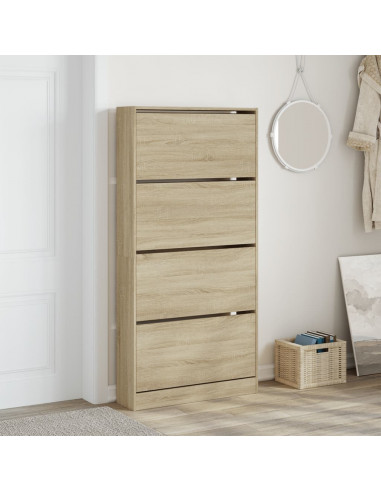 Scarpiera 4 Cassetti Ribaltabili Rovere Sonoma 80x21x163,5 cm