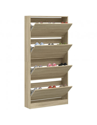 Scarpiera 4 Cassetti Ribaltabili Rovere Sonoma 80x21x163,5 cm