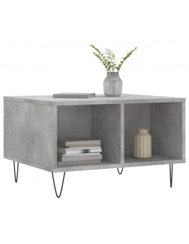Tavolino Salotto Grigio Cemento 60x50x36,5 cm Legno Multistrato