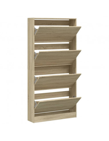 Scarpiera 4 Cassetti Ribaltabili Rovere Sonoma 80x21x163,5 cm