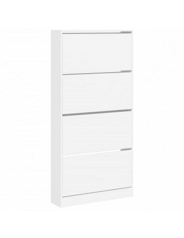 Scarpiera con 4 Cassetti Ribaltabili Bianca 80x21x163,5 cm