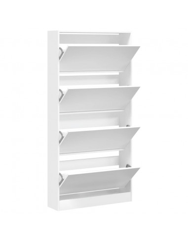 Scarpiera con 4 Cassetti Ribaltabili Bianca 80x21x163,5 cm