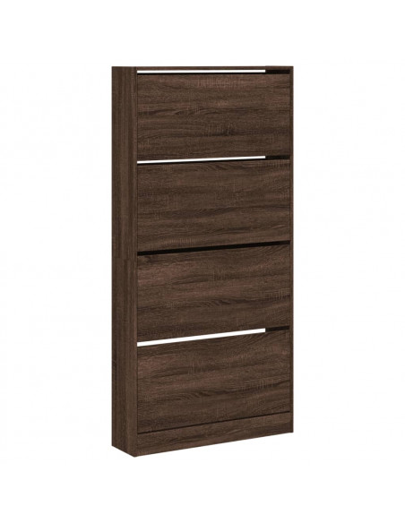 Scarpiera 4 Cassetti Ribaltabili Rovere Marrone 80x21x163,5 cm