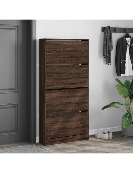 Scarpiera 4 Cassetti Ribaltabili Rovere Marrone 80x21x163,5 cm